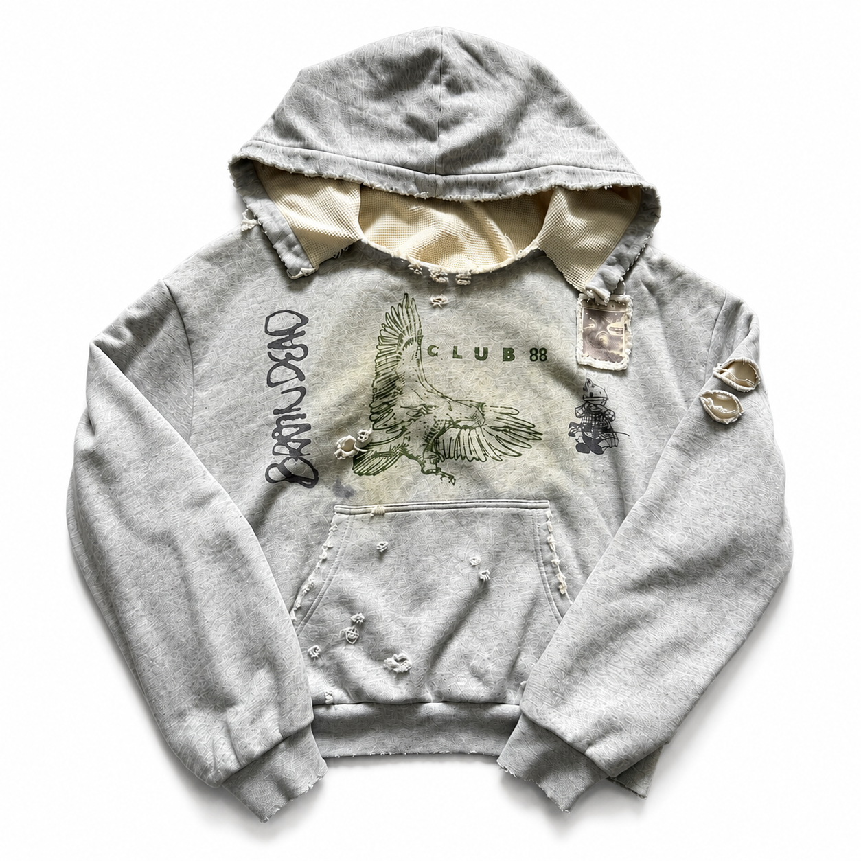 Club 88 Distressed Thermal Lined Hoodie