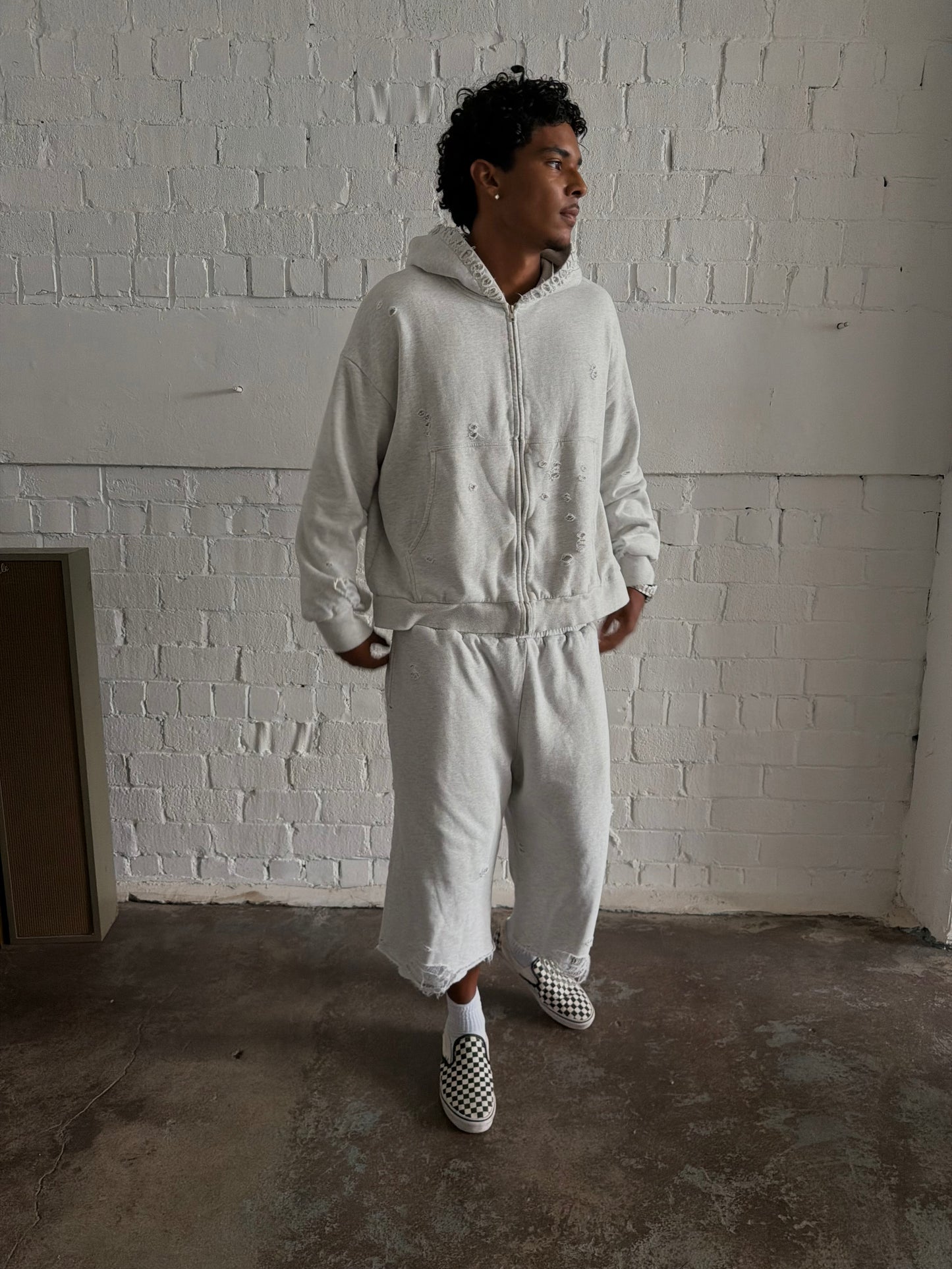 Basics Distressed Thermal Lined Zip Up
