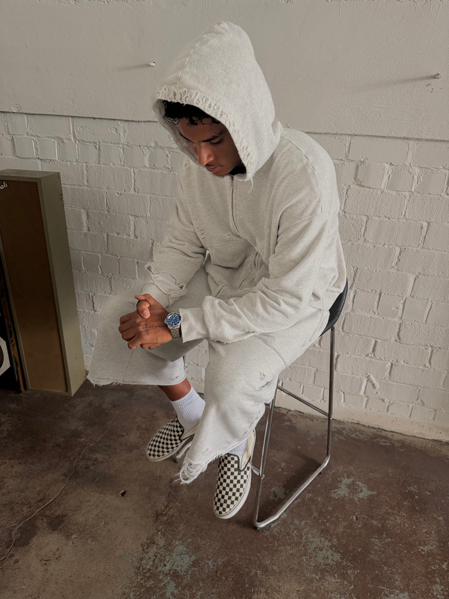 Basics Distressed Thermal Lined Zip Up